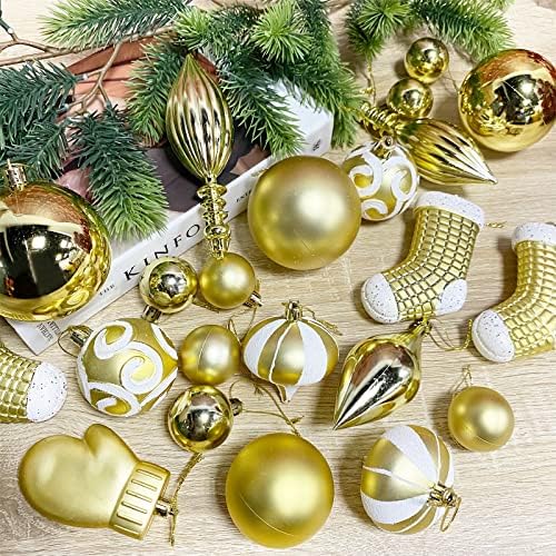 Turnmeon 50 pacote ornamentos de bola de natal 11 estilos variados decorações de árvores de Natal penduradas pendentes com
