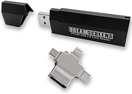DreamsCreens USB 3.0 SD e MicroSD Dual Card Reader Compatível com iPhones, Androids e computadores