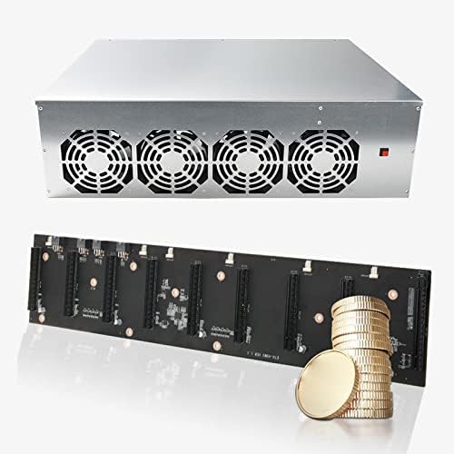 LSNH Mineração Rig Frame ETH-HSW3, 8 GPU Sistema completo de plataforma de mineração para mineração de moedas Ethereum, placa-mãe nua, caixa de mineração com PSU, SSD, fãs de refrigeração, RAM