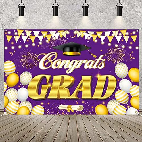 Photo de photo de graduação Decorações de festas Classe de 2023 Parabéns Purple e Ouro Parabéns Partemo Partemo Photoshoot
