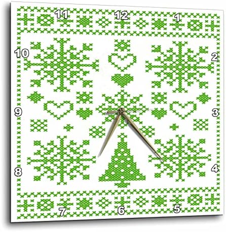 3drose natal cross fort border sampler design verde - relógios de parede