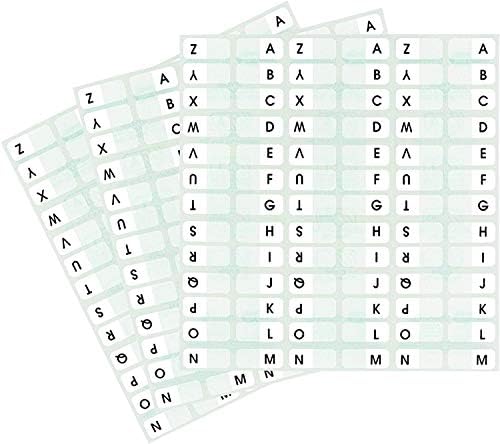 Guias de índice pré-impresso de tag de redi, a a z, adesivo permanente, 7/16 x 1, 104 guias por pacote, branco com estampa preta,
