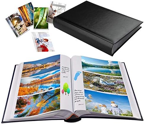 Álbum de fotos autoadesivo 60 páginas negras e álbum de fotos 4x6 Fotos seguram 402 bolsos com memorando