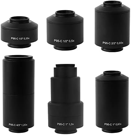 Adaptador de microscópio Gfonix P95 Microscópio C-montagem 0,35x 0,5x 0,65x 0,8x 1x 1,2x 1,5x Adaptador de câmera compatível para Z_E, ISS Microscopio Microscope Acessórios