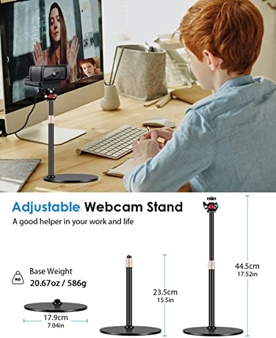 Etour [All Metal] Webcam Tripod Stand para Desk [PAD de espuma espessada/Desktop protegido] Compatível com dispositivos Logitech Webcam C922 C930 C920 Brio etc. com 1/4 Thread