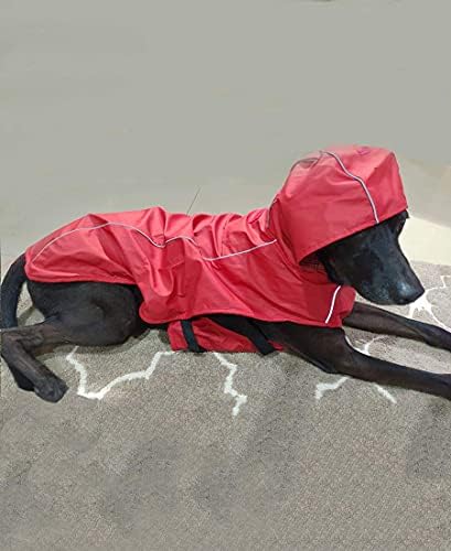 ASMPET GRANDE CAVO CAUT, Poncho de capuz de cachorro ajustável com tira refletiva de segurança, Poncho de cachorro leve leve e respirável com buraco de trela, vermelho 5xl