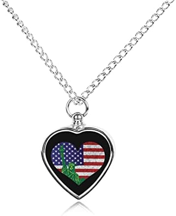 EUA Bandeira e estátua Memorial Memorial em forma de coração Pingente de pingente de pingente de jóias de lembranças