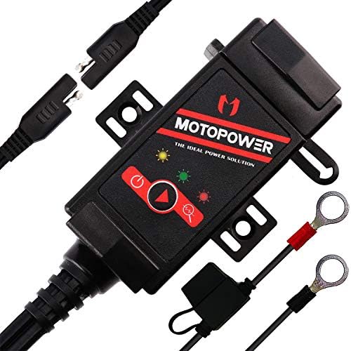 Motopower MP0608 3.1amp Motorcycle Dual Port USB SAE para USB Monitor de bateria do adaptador com indicadores de comutação