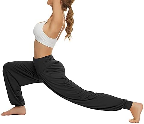 Calças de ioga folgadas para mulheres elásticas de cintura alta boho calças de harém de pista atlética Treino de moletom de calça de moletom