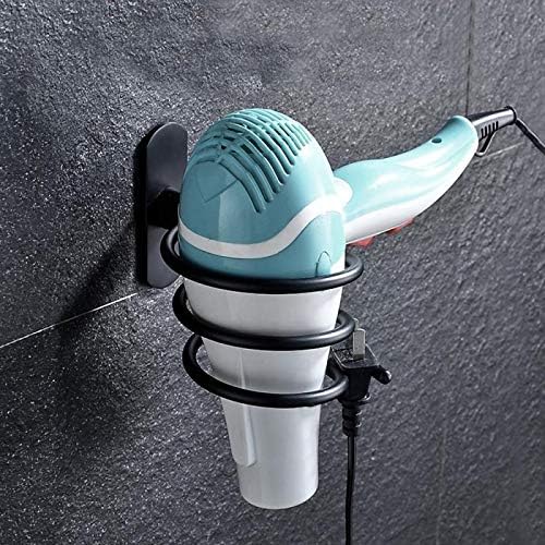 Xjjzs montados na parede secador de cabelo prateleiras de armazenamento de banheiro organizador de cabelo de soprador de soprador de estoque de parede de prateleira de banheiro acessórios