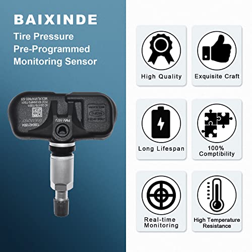 BAIXInde Pressure Monitoring System Sensor Conjunto de 4 315MHz compatível com Toyota Lexus Scion, Replacamentos PMV-107J