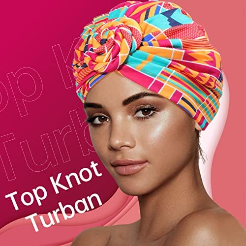 3pcs turbante africano para mulheres, cabeça de cabeça de flor, boné de gorro pré-amarrado, elástico, chapéu, chapéu de quimioterapia com perda de cabelo