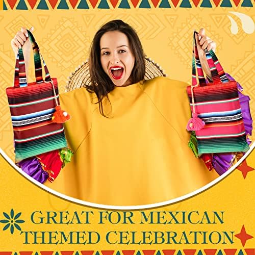 Leifide 24 PCs Mini -México Tote Sacos Favoras 10 x 8 '' Bolsas Méxicas Fiesta México Bolsas de Candy Sacos de Presente Distribuídos Bolsas Para Fiestas com Tassel para México Cinco de Mayo Partido de Decoração