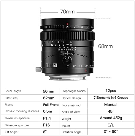 Ttartisan ttartisan 50mm f1.4 lente de inclinação lentes de retrato manual de quadro completo grande compatível com nikon z monte