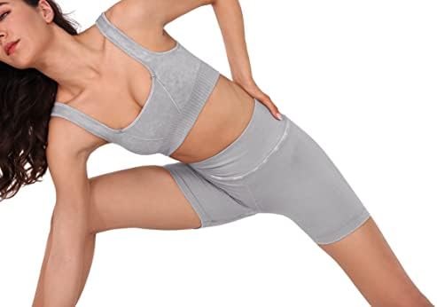 Shorts de ioga sem costura ODODOS para mulheres, altas cintura levantando o exercício de ginástica com nervuras com nervuras