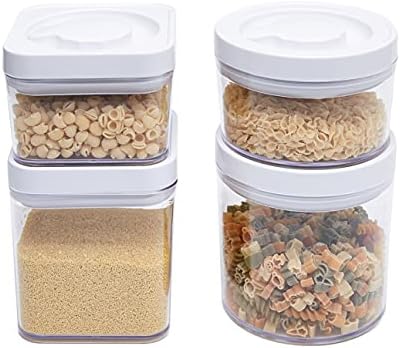 Basics de 8 peças Multi-pack de recipientes de armazenamento de alimentos redondos e quadrados para organização de despensa