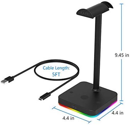 KAFRI RGB fone de ouvido com o carregador sem fio Charger Gaming Headset Hanger Rack com 10W/7.5W Charge Fast Qi Charging Pad - Adequado para Acessórios para fones de ouvido com mesa de mesa para jogadores