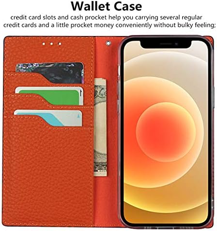 ICOvercase para iPhone 12 Mini Wallet Case, RFID bloqueando a caixa magnética de couro genuíno com pulseira de pulso e slots de cartas capa de flip para iPhone 12 mini 5,4 polegadas