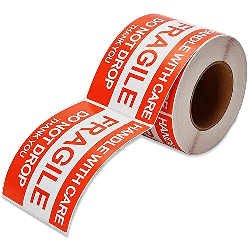 Besteasy Fragile adesivos, 4 '‘6' 'Não solte rótulos, manuseie com etiquetas de remessa de cuidados, alça adesiva permanente - grande e permanente com etiquetas de remessa de cuidados com cuidados