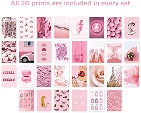 Kit de colagem de parede estética rosa e tons - conjunto de 30 imagens estéticas para colagem de parede | Kit de colagem de parede rosa, kit de colagem de fotos estéticas, imagens de parede para Bedrom Asthetic 4 x6