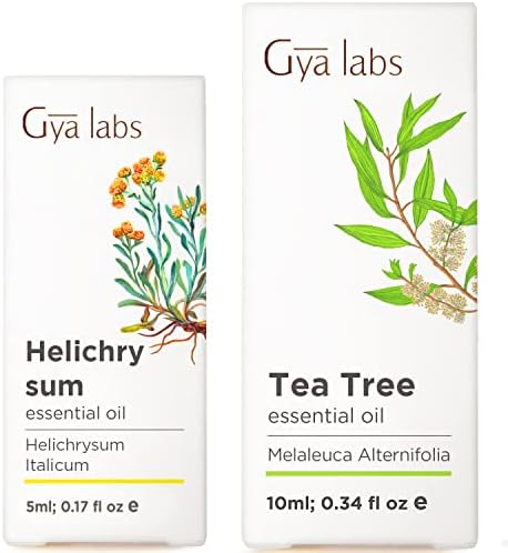 Óleo de Helichrysum para óleo de pele e árvore para conjunto de pele - de óleos essenciais de grau terapêutico puro Conjunto - Gya Labs