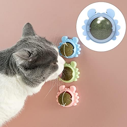 Ｋｌｋｃｍｓ Catnip Balls Rotatable Interactive for Kitten Chew Toys Retinging tocando, azul