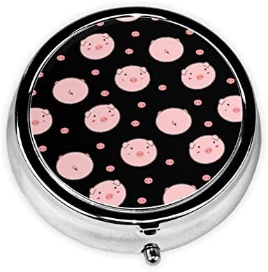Caixa de pílula redonda de porco em pó - organizador diário de dispensador de pílula de pílula