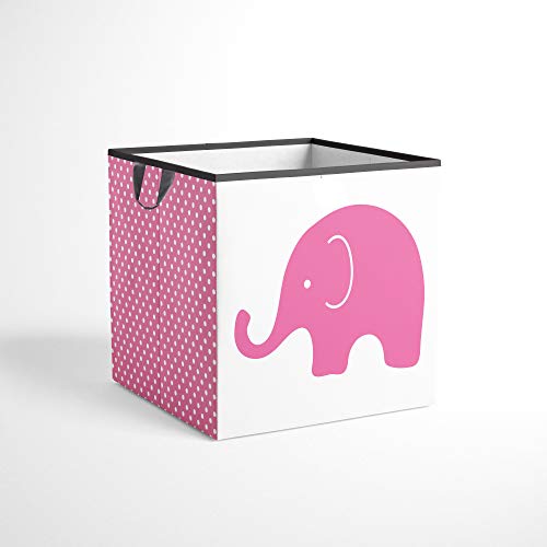 Bacati Elephants Storage Tote Basket, rosa/cinza, pequeno
