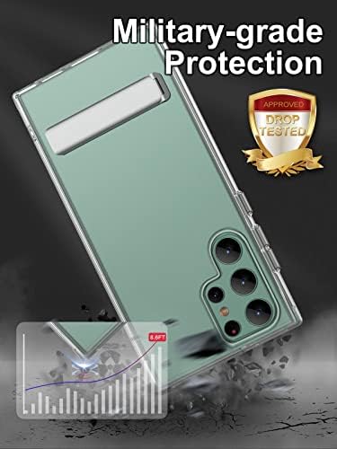 Danhon projetado para Samsung Galaxy S22 Ultra Caso com Metal Kickstand, [2 pacotes de lentes de câmera protetor+2 pacotes protetor de tela macia], à prova de choque de proteção à prova de proteção da caixa de telefone integral -Clear