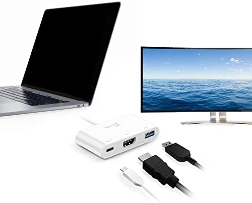 J5create USB tipo C para 4K HDMI e USB-A 3.0 com carregamento de repasse PD 100W, para MacBook, Chromebook, iPad Pro ou laptop