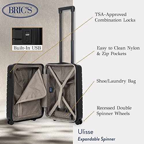 BRIC's B | y Ulisse Spinner Say - 21 polegadas de bagagem de mão - exterior duro e trava aprovada pela TSA