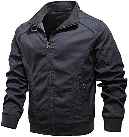 Jaqueta de bombardeiro ADSSDQ para homens, recorte de inverno Casaco moderno masculino Ciclismo de manga cheia jaqueta de lapela de algodão encaixada