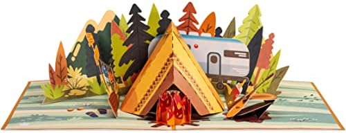 Pop of Art 3D Day Pop -Up Card, Camping, para o dia dos pais, aniversário, todas as ocasiões - 5 x 7 capa - inclui
