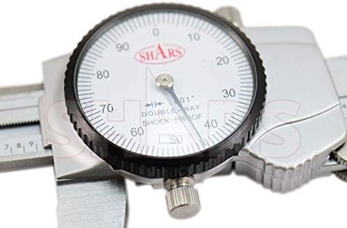 SHARS de 0 a 8 polegadas de medição da faixa de aço inoxidável Série de pinça de discagem à prova de choque, 0,001 Graduação