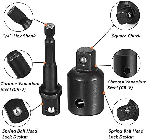 Conjunto de adaptadores de soquete de impacto mesee 12 em 1, ferramenta de conversão de chaves de batedeira de impacto