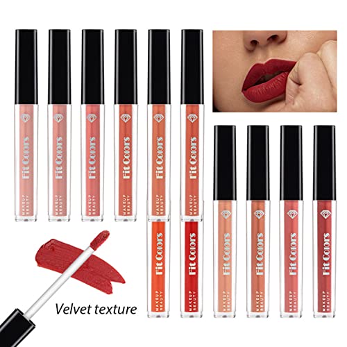 Joyeee Lip Gloss Makeup Conjunto, 12pcs Velvo fosco Lipstick Stains Lip Tinte