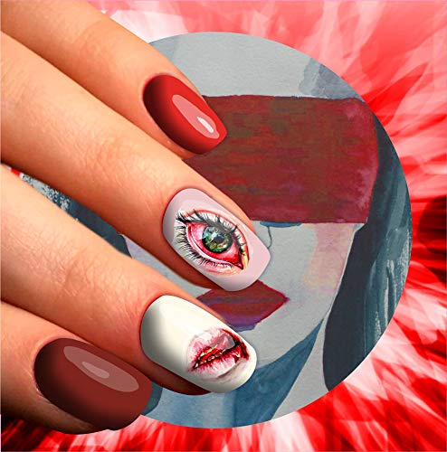 20 Desemção de Halloween Qualidade Profissional Efeito 3D Adesivos de unhas para o seu design de unhas de unhas