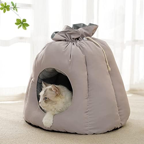 Petsola, casa quente, cabana de aquecimento, decoração, cama lavável, cama de estimação, cobertor de gatos para gatos internos pequenos, cinza