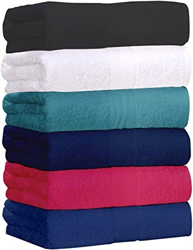 Toalhas de banho de algodão de linho Quba -27x54inch - 6 toalhas de chuveiro para piscina, spa e academia - peso leve,