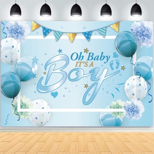 Asooonyum 7x5ft Baby Shower Party Backdrop Decorações para o gênero do garoto Revenção de festas Fundação de cabine foto