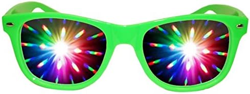 Fireworks Prism Difração de vidros de plástico verde - para shows a laser, raves - óculos de olho a laser