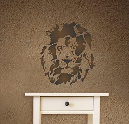 Estêncil de cabeça de leão, 14 x 16 polegadas - estênceis de animais selvagens de gato grande africano para modelo de pintura