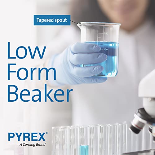 Pyrex Griffin Borossilicate Glass Beaker - Baixa forma graduada Medindo copo com bico - copo científico premium para laboratórios, salas de aula ou uso doméstico - copo de química pyrex, 1L, 2/pk