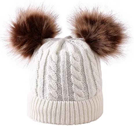 Algodão tampa de algodão criança meninas garotas de malha chapéu de chapéu de chapéu de inverno pom chapéu chapé falso