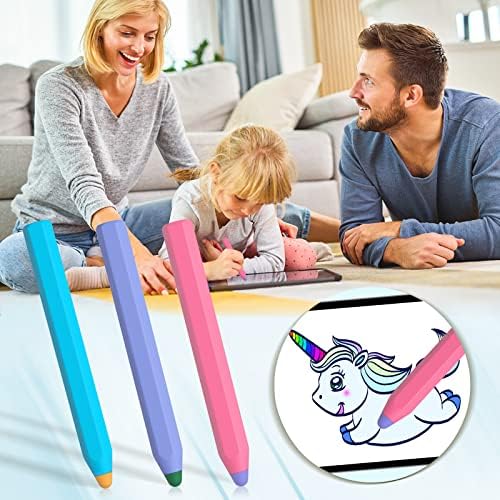Canetas de caneta para crianças para telas de toque, caneta de giz de cera para crianças com 3 dicas extras compatíveis com ipad