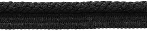 Elaborado cabo de acabamento de coleção preto de 3/8 polegadas com costura / estilo# 0038v / cor: carvão preto - VNT30 / vendido pelo quintal