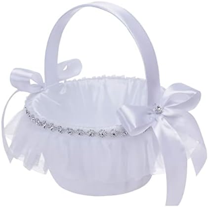 TJLSS cesta de flores de casamento branco cesto de cesto de flor de flor pequena cesta de flores de flor de flor de flor HANTAGEM