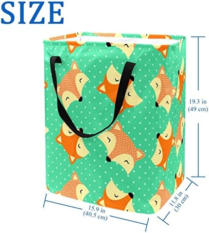 Cute Animal Fox Face Padrão de estampa de estampa de lavanderia dobrável, cestas de roupa à prova d'água 60l Lavagem de roupas de