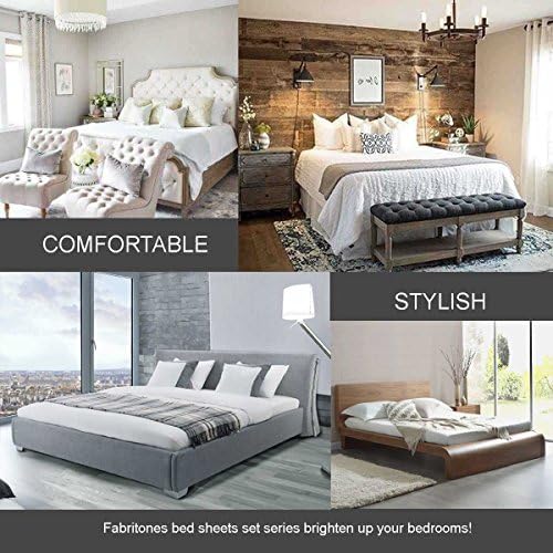 FBTS Basic Bed Leets Branco Branco 1800 Lenço de luxo Conjunto de lençóis ajustáveis ​​de 15 a 18 polegadas de colchão de