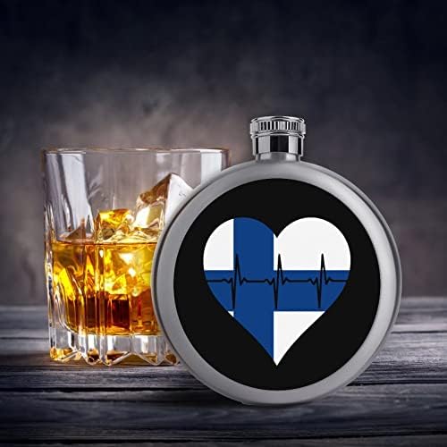 Love Finlândia Frasco de licor de batimentos cardíacos para 5 oz de aço inoxidável à prova de vazamento portátil